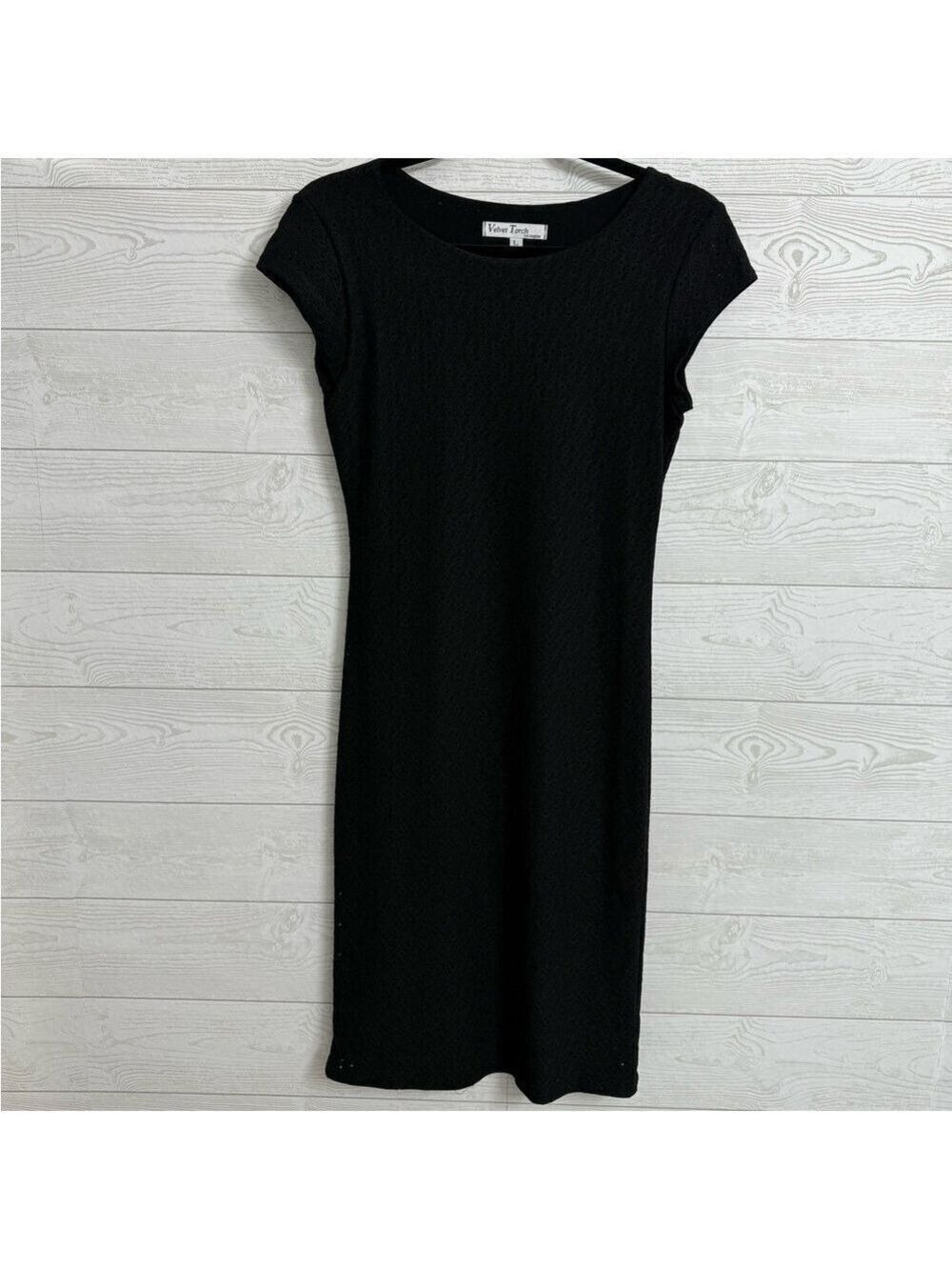 Velvet Torch Women’s Black Rayon Spandex Blend Midi Slip On Dress. Size L
